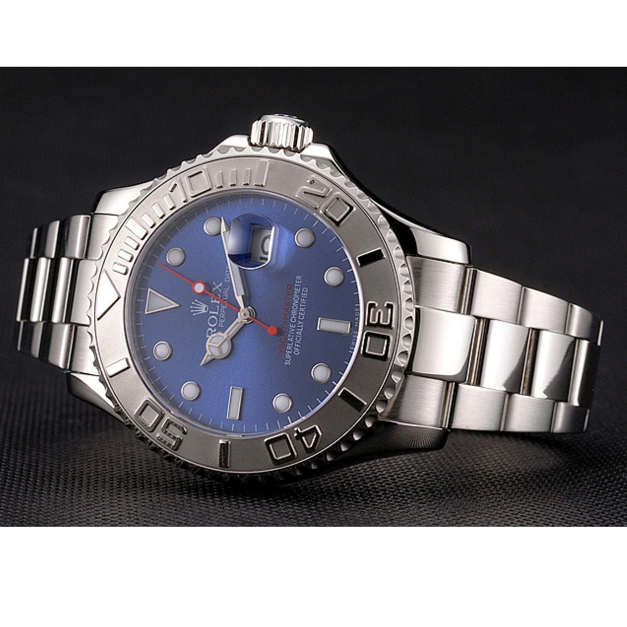 Rolex aaa copy Steel Rolex Bracelet Case Dial Stainless And Yacht-Master Blue 0729